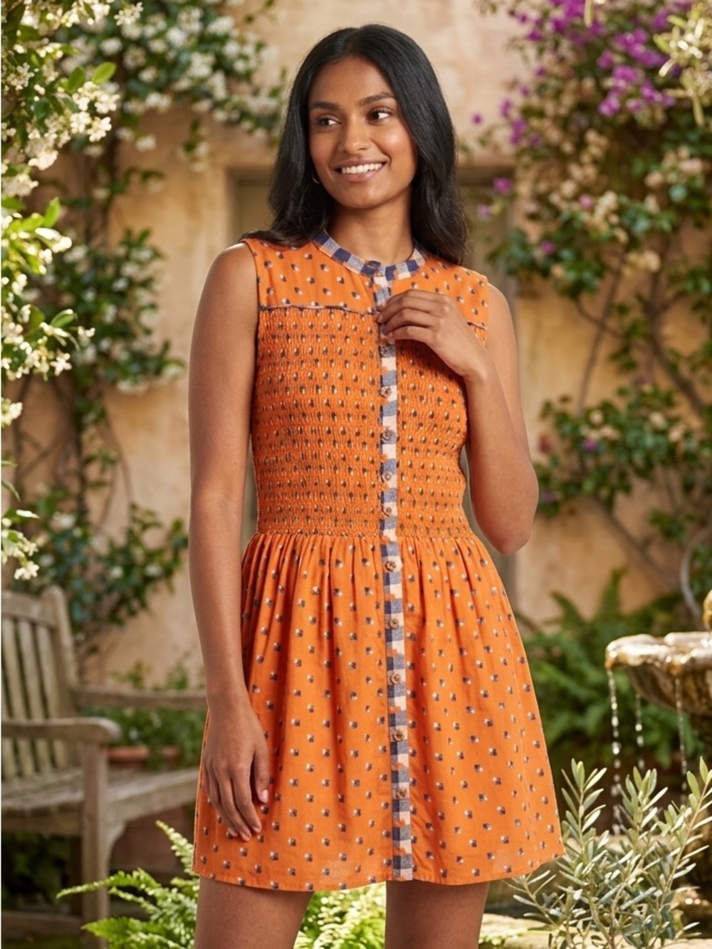 Modcloth Blue and Orange Checkered Dress